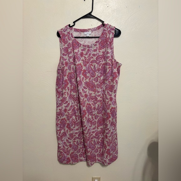 J. Jill Dresses & Skirts - J Jill Large Pink Paisley Sleeveless Dress Soft Cotton Tencel Knit